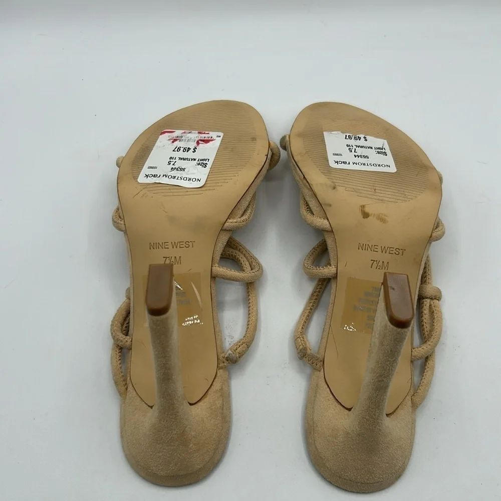 Nine West Cream Suede Open Toe Strappy Sandals Heels Size 7.5 New‎ with tags!